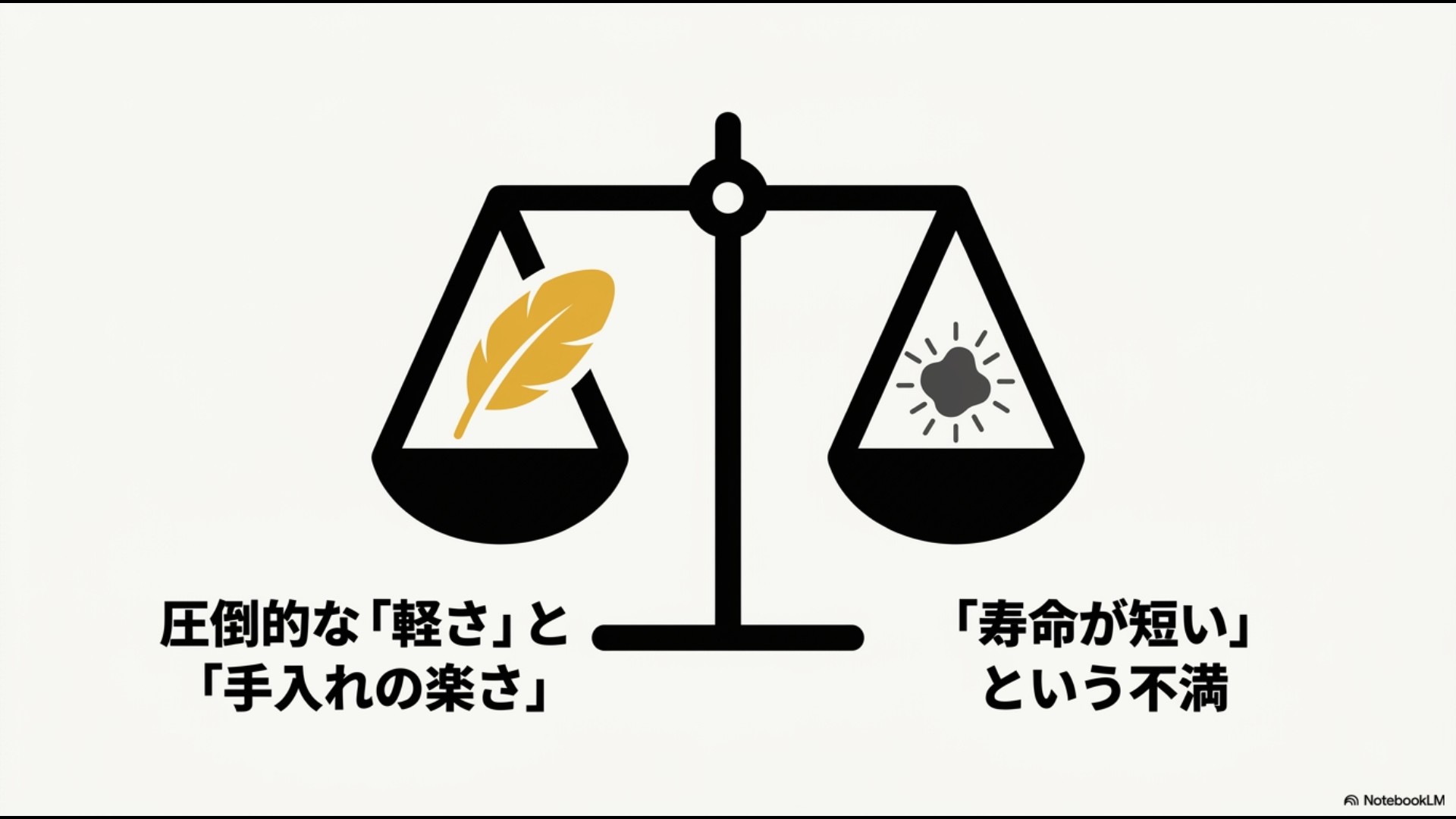 実際に使用したユーザーの口コミにおける良い評判と悪い評判を対比したスライド