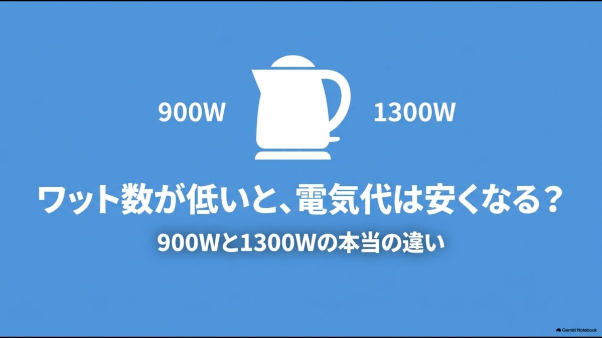 ワット数が低いと電気代は安くなる？900Wと1300Wの本当の違いを解説するアイキャッチ画像