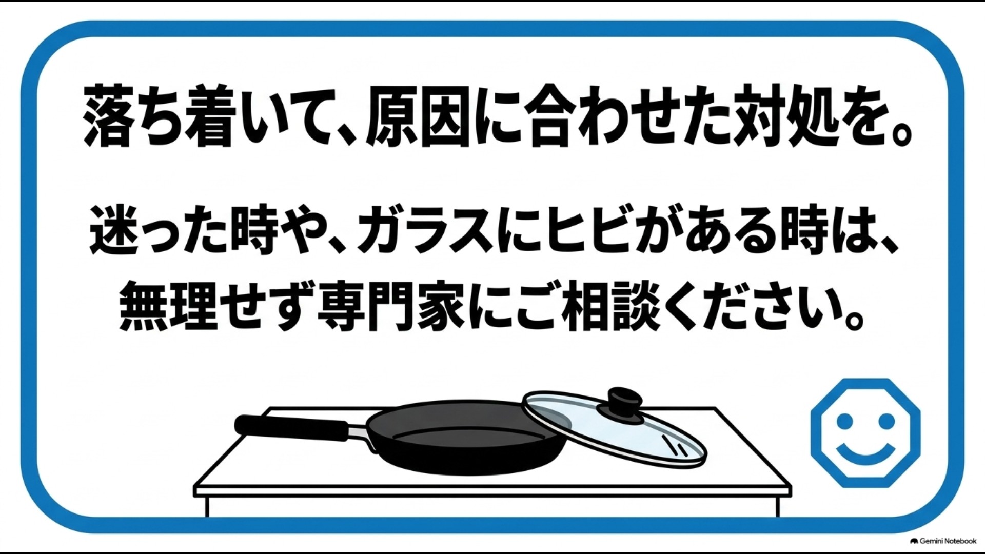 原因に合わせた安全な対処と無理をせず専門家へ相談することを促すまとめイラスト