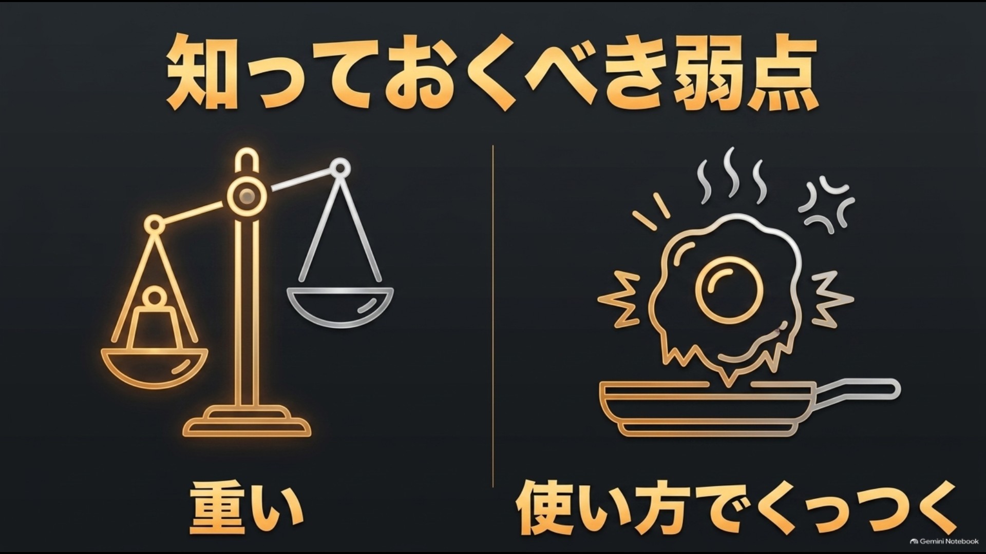 ステンレスフライパンのデメリットである重さと食材のくっつきやすさ