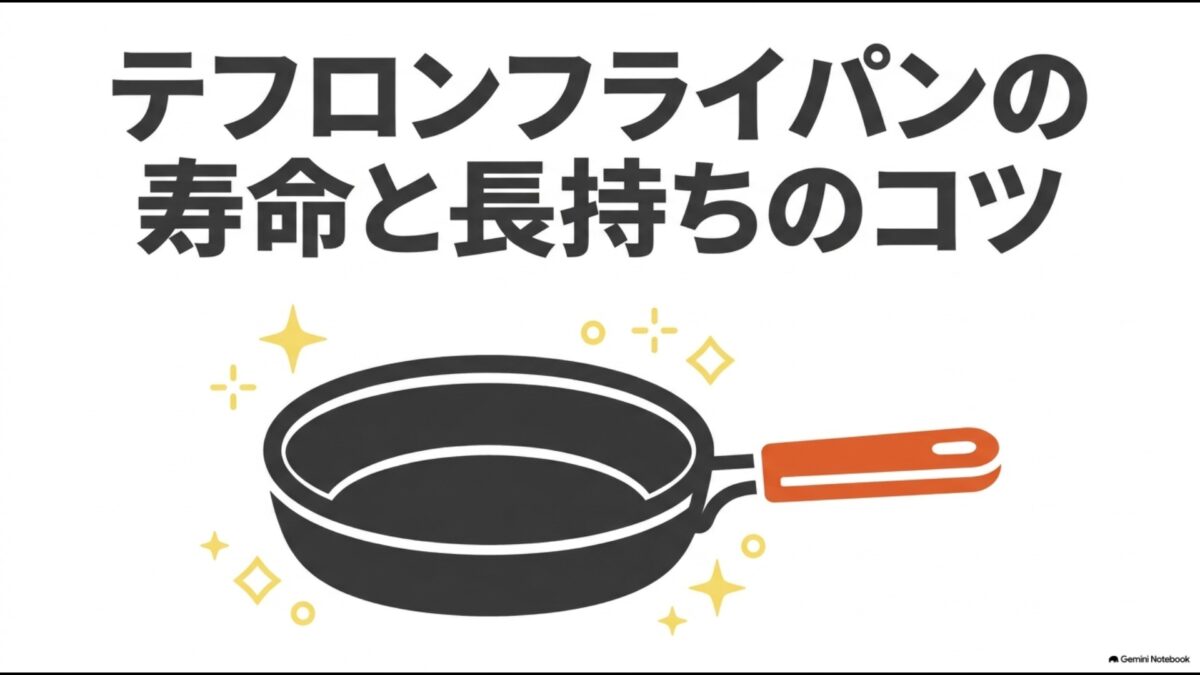 テフロンフライパンの寿命と長持ちさせるコツを紹介するスライド
