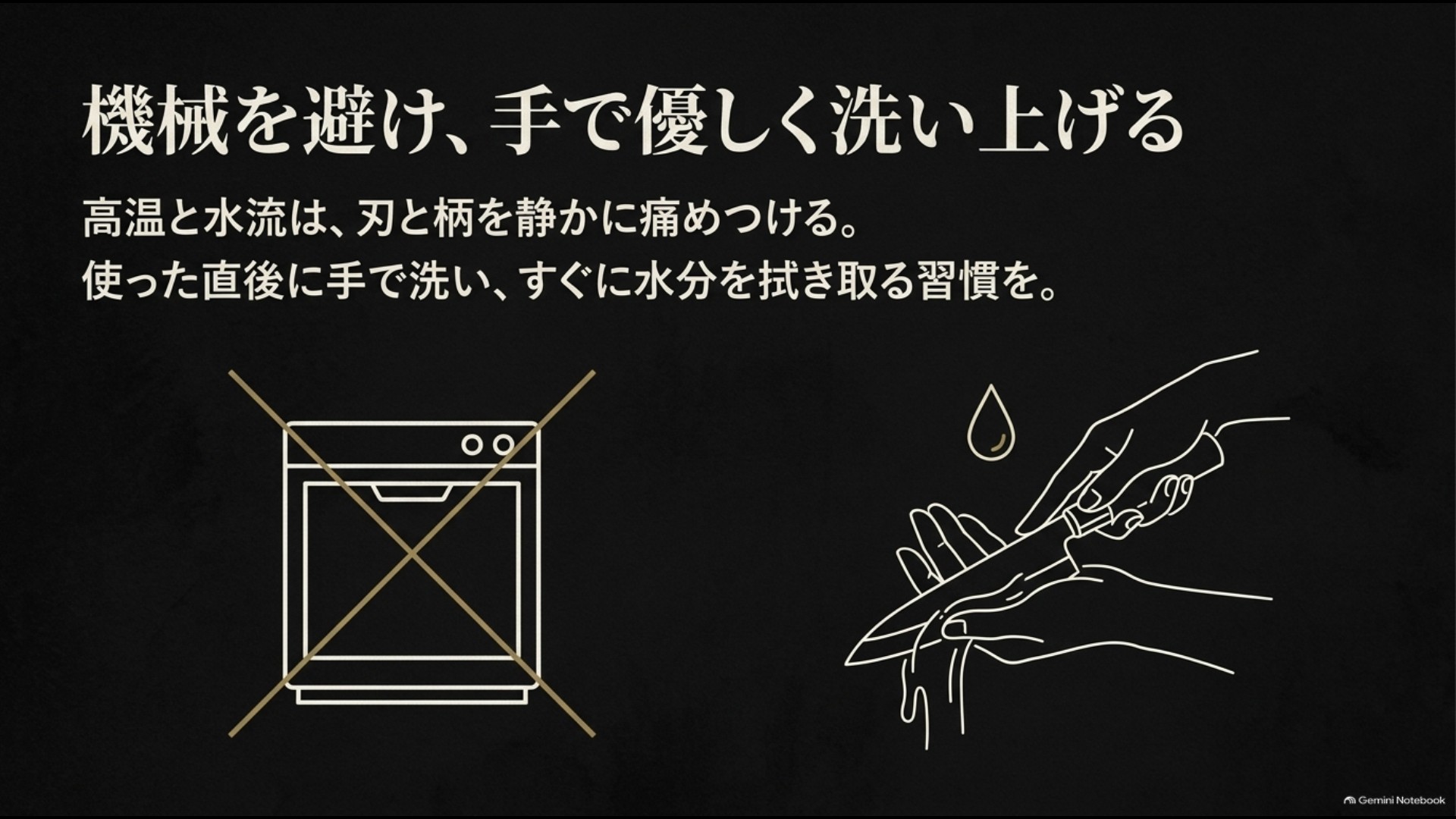 ボブクレーマー包丁を食洗機に入れず手洗いする方法