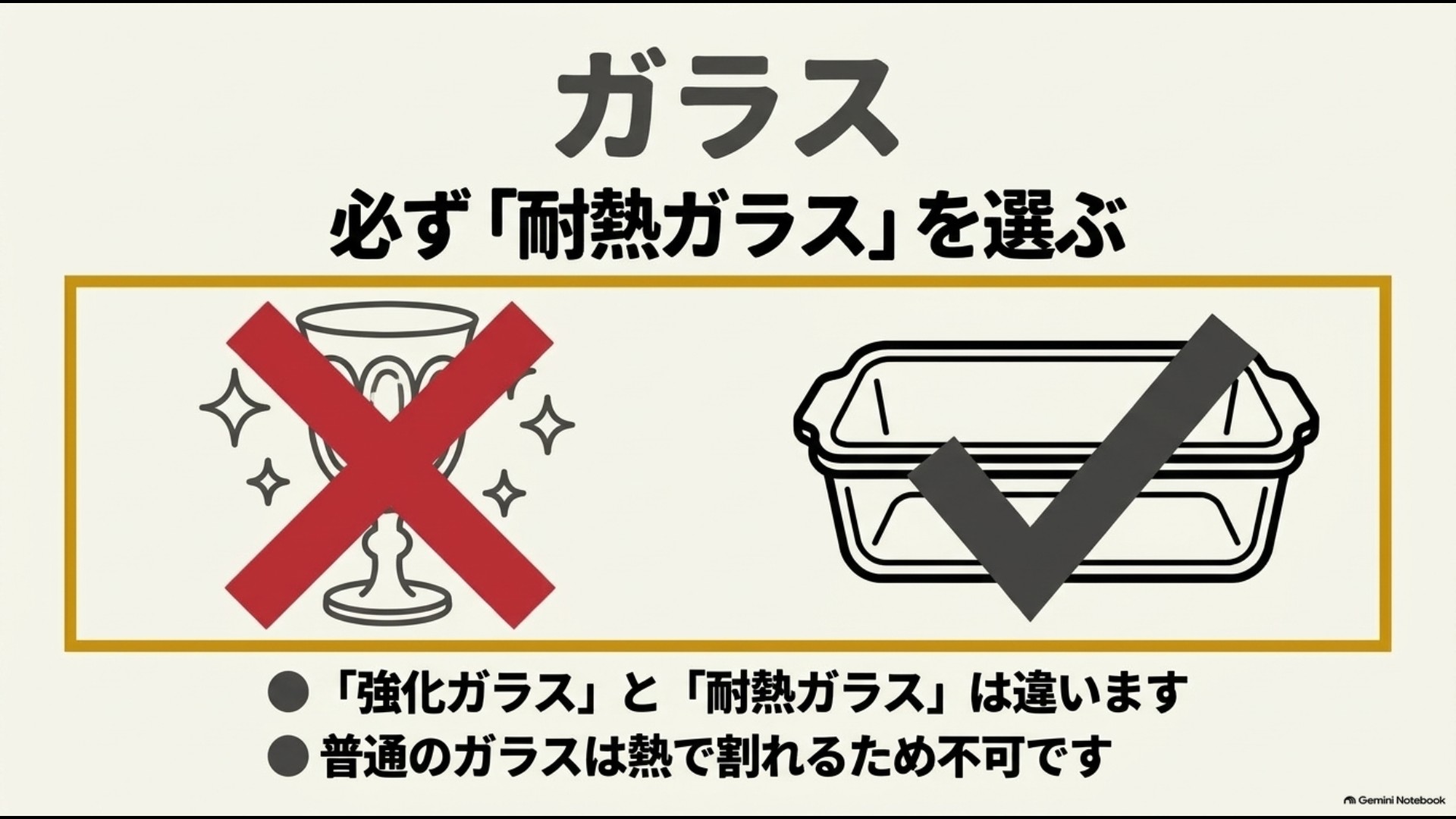 オーブンでは一般的なガラスではなく耐熱ガラスを選ぶ必要がある
