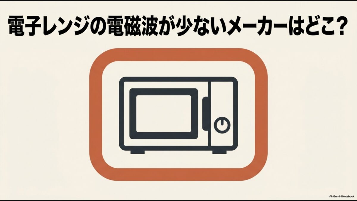 電子レンジで電磁波が少ないメーカーはどこかを解説するイメージ
