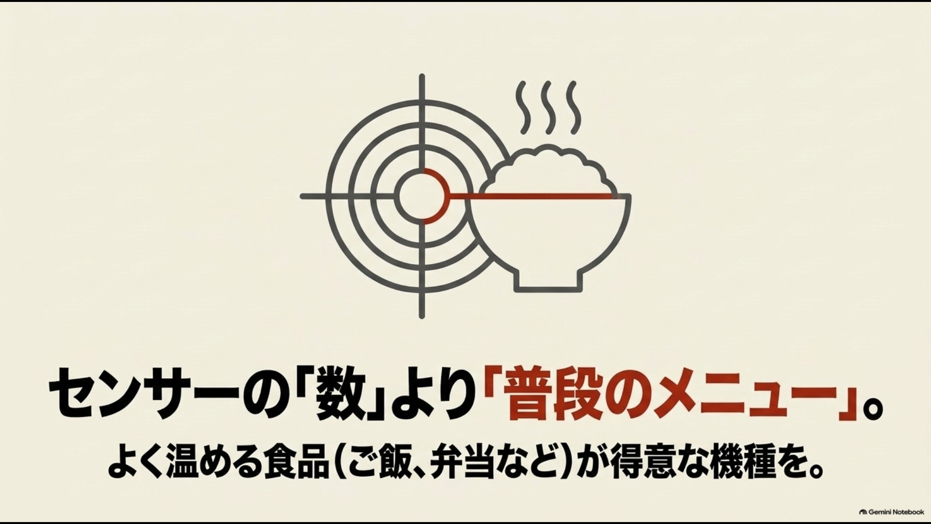 センサー数より冷凍ご飯や弁当など普段使う自動あたためメニューを重視する