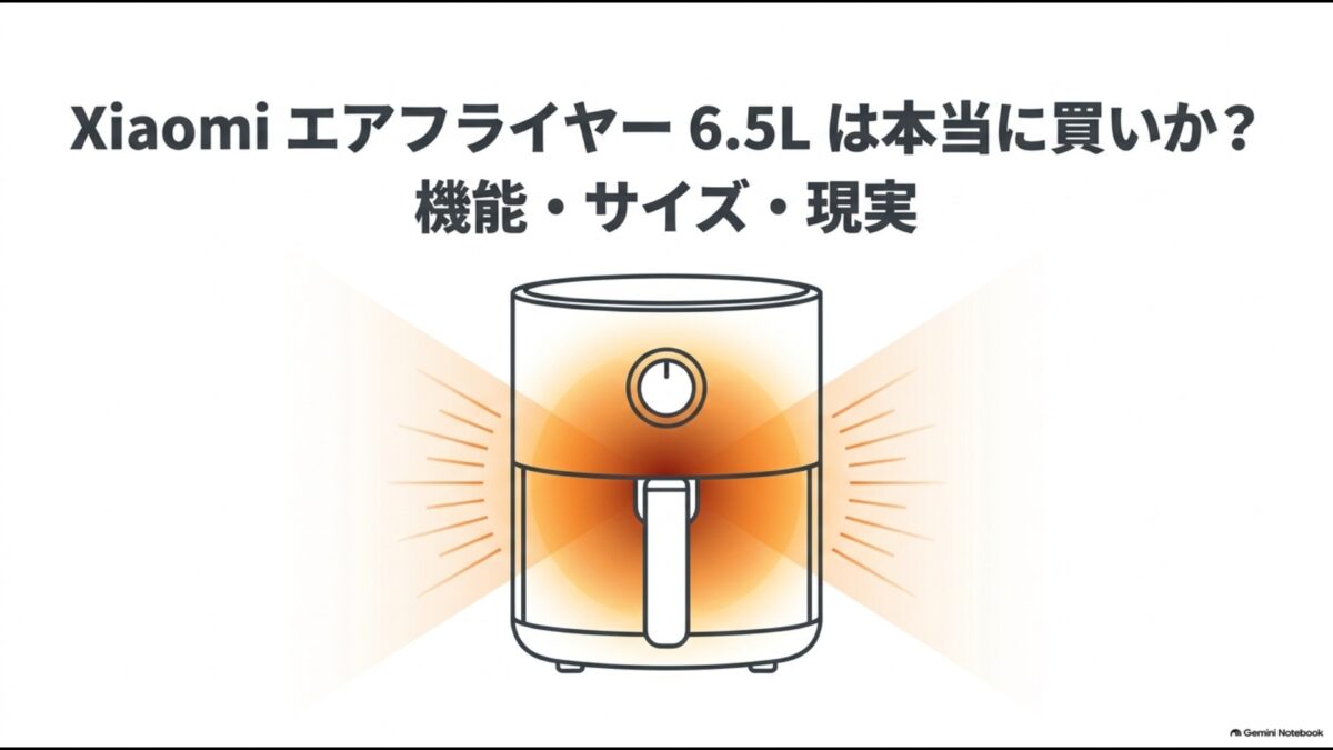 Xiaomiエアフライヤー6.5Lの機能、サイズ、購入前の注意点をまとめたスライド
